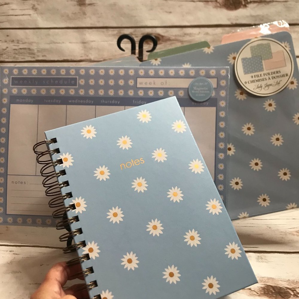 Blue Daisy Notebook Planner File Folder Bundle